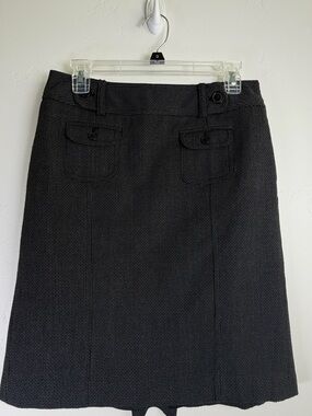 Ann Taylor A-Line Skirt Womens Size 4 Black Gray Textured Work Office Classic